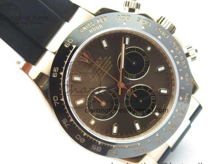 1224 Daytona 116515 Noob 1:1 Best Edition Chocolate Dial Lume Markers on Black Rubber Strap SA4130 (Free Extra Strap) V Stylish 2976